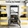 Cyfie Fishing Rod Rack, 4-Tier Mobile Heavy-Duty Holder for 10