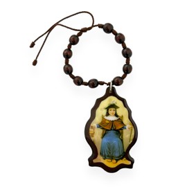 GCK Holy Child of Atocha Brown Wood Medallion Hanging Home Blessing Car Auto Protection Medal Crib Medal Ornament Medallon Santo Nino Atocha