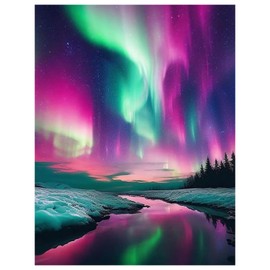 Aurora Diamond Painting, Adult Landscape Diamond Painting, Diamond Art Adult Set, Home Wall Decor for Gift (30 x 40 cm)