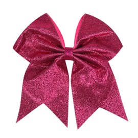 7" Large Glitter Cheer Hair Bows Clip for Girls and woman - Sparkling Hot Pink
