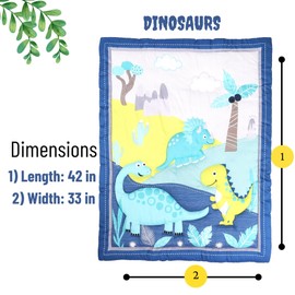 Baby Bees Dinosaurs Crib Quilt for Baby Boys and Girls | Microfiber Crib Comforter for Standard Size Crib | Super Soft Reversible Baby Quilted Blanket