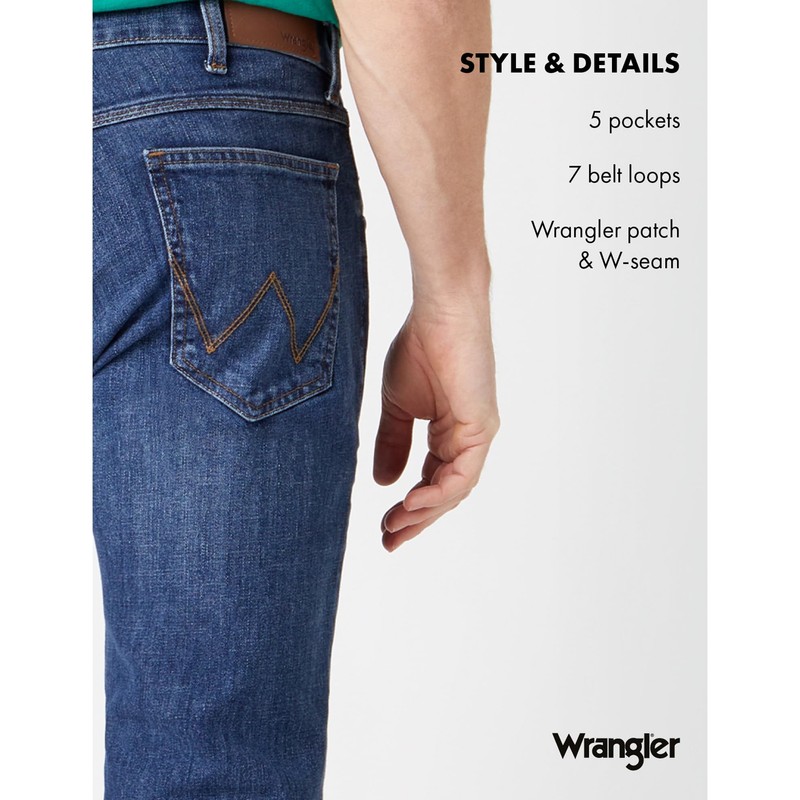 Wrangler Wrangler Mens Red Kabel Regular Jeans, Dark Stone, 34W