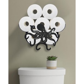 Wigag Octopus Toilet Paper Holder for Extra 8 Rolls, Funny Decorative Toilet Paper Storage Wall Mounted, Farmhouse Bathroom Animal Decor Accessoris Storage Cabinet