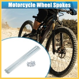 REPAIROCK 24pcs 13G J Bend Bicycle Galvanized Spokes 266mm 10.47" Cycle Spokes with Brass Nipples Steel Spokes for Mountain Bike MTB Auto Replacement Parts