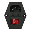 IEC Built-in Socket C14 with Red Switch 4-Pin Switch, 6