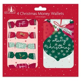 Tallon Christmas Xmas Contemporary Money Wallets, Assorted Designs - Pack of 4