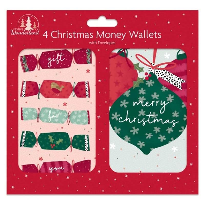 Tallon Christmas Xmas Contemporary Money Wallets, Assorted Designs - Pack