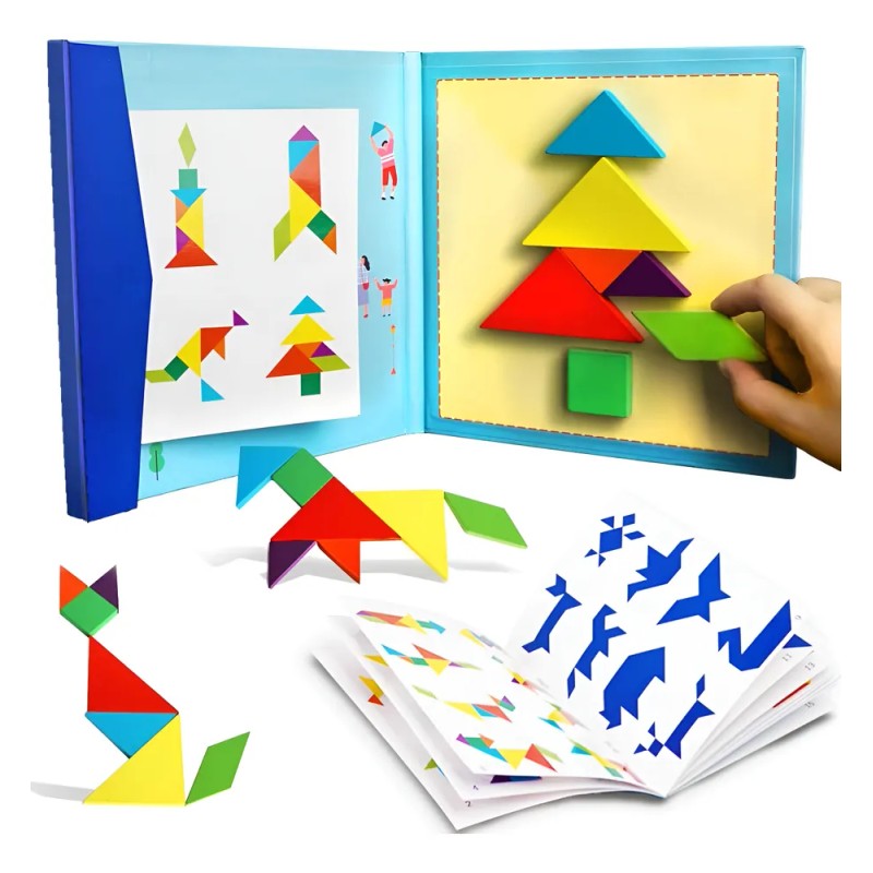 Beestech Libro De Rompecabezas De Madera Tangram, Juegos De