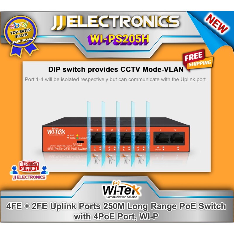 Wi-Tek Switch WI-PS205H V2 4 FE PoE Ports x 10/100Mbps,