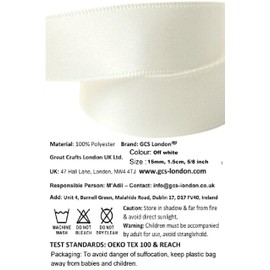 25 Yards / 23 Meters of Double Sided Satin Ribbon 15mm in Multiple Colours Satin Ribbon Tying Gift Ribbon Wedding Trimming Crafts Apron Deco. Many Colours (Off White)