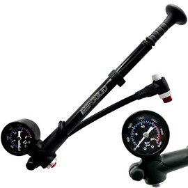 High Pressure Damper Pump (Max 300 PSI) 3-in-1 Bicycle Fork Pump, Rear Suspension Pump and Bicycle Tyre Pump, Bicycle Pump with Pressure Gauge, Portable Mini Pump with Bleed Button for MTB, Road Bike