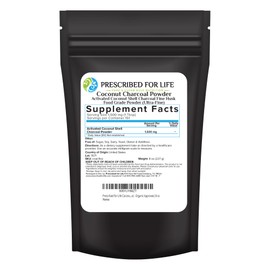Prescribed For Life Activated Charcoal Powder, Coconut Shell Charcoal Ultra Fine Husk Food Grade Powder (8 oz)