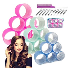 3'' Extra Large Hair Rollers Set for Long Hair, Jumbo Self-Grip VelcroRollers for Salon-Volume & Big Curls, 31 PCS with 3 Sizes (3"/2.5"/2"), Includes