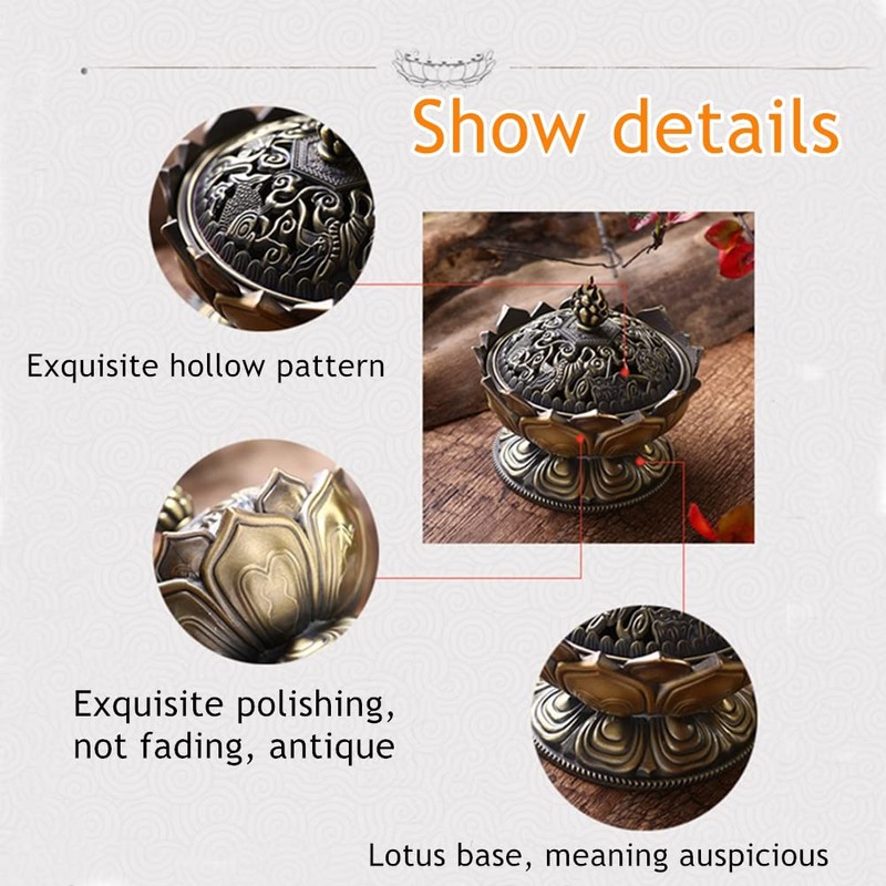 Gold Metal Bowl Incense Burner Zinc Alloy Incense Cone Burner