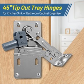 Bothyi 1 Pair Soft Close Flip Out Tray Hinges Scissor Hinges Sturdy for Bathroom Door Cabinet Accessories Sink Hinges 45 Degrees Tilt