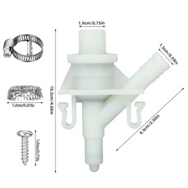 2 Pack 385311641 RV Toilet Water Valve Replacement Kit, Pedal Flush Toilet Valve Parts with Hose Clamps Mesh Filters and Screws Compatible with Dometic & Sealand 300 310 320 Series