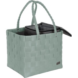 normani Shopping Basket Shopping Bag with Wicker Basket 20 Litre Volume - Picnic Bag with Cooling Function Colour Mint Size Small Cool Bag