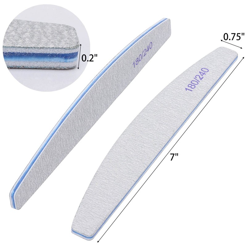 50 Pieces 180/240 Grit Nail Files for Natural Nails, Fingernail