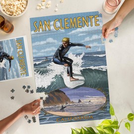 San Clemente, California, Day Surfer with Inset (1000 Piece Puzzle, Challenging Jigsaw Puzzle for Adults, Made in USA)