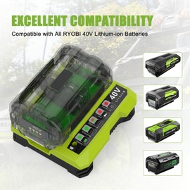 energup OP401 Rapid Charger Compatible with 40V Ryobi Battery Charger for OP4040 OP4050 OP4050A OP40601 OP4026 OP4015 OP4030 Compatible with Ryobi 40V Battery