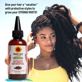 Tropic Isle Living Jamaican Strong Roots Red Pimento Hair Growth Oil 4 oz (Pack of 2)