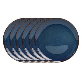 Home VSS 6-Piece 11.65'' Plate, Organic Shape Highland Plates, Microwave and Dishwasher Safe, Reactive glaze Blue