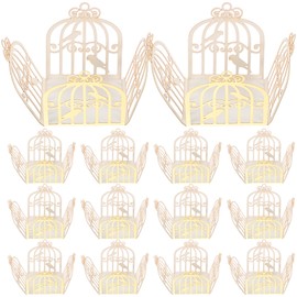 Gadpiparty 50pcs Bird Cage Candy Boxes Decorative Sugar Container Small Chocolate Boxes Wedding Favor Banquet Party Home Decoration Valentines Day Present Accessories Gold