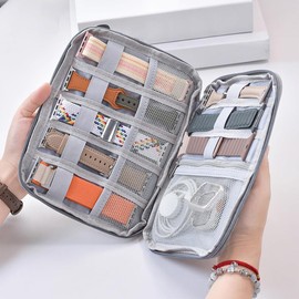 COYUN Uhrenarmband Aufbewahrungsbox, Watch Band Organizer Tasche,Uhrenarmband Organizer, Faltbar Wasserdicht Nylon Uhrenarmbänder Tasche mit Allen Uhrenarmbändern (grau)