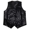 Barry.Wang Mens Black Sequin Vest Tie Clip Bowtie V-neck Shiny