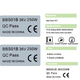 Varstrom 36V 250W Middle Motor Stickers, Pack of 10, Waterproof CE Labels, Legal Stickers, Compatible with Bafang BBS01B BBS02B BBS-HD Middle Motor for Electric Bicycle Conversion Kit