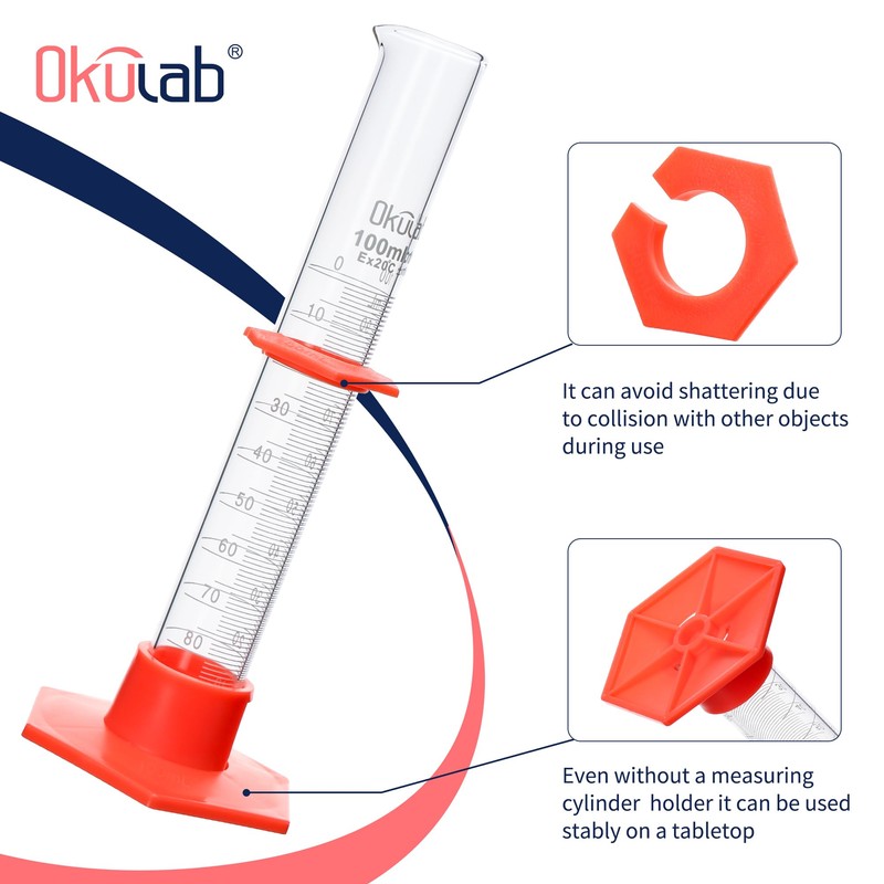 Graduated Cylinder, 4pcs of Vol.100ml, Borosilicate 3.3 Glass Cylinder, Lab