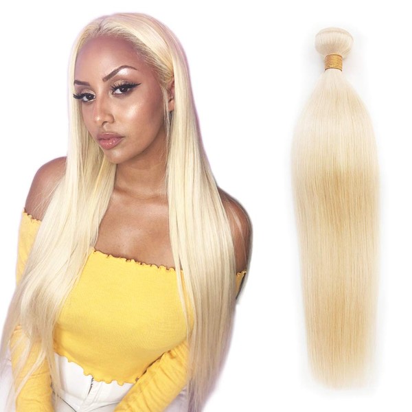 #613 Blonde Human Hair Bundles Unprocessed Brazilian Straight Hair Weave 100% Virgin Remy Hair Extensions Platinum Hair Weft 100grams (10inch #613)