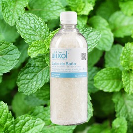 Uiixol Aceites Esenciales - Sales de Baño para Tina con Sal Marina y Sal Epsom, Efecto Relajante y Aromaterapia, Aroma a Menta que es Expectorante y Des congestionante - 500g
