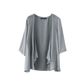 ZANZEA Women's Thin Summer Cardigan Leopard Print Loose Bikini Cover Up Long Sleeve Cardigan Kimono Cardigan, B-grey