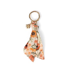 Colorful Satin Keychain - Elyse Breanne Design - Floral and Patterned Satin-Tied Accent Keychains for Purse or Keyring:_Sunny Poppies