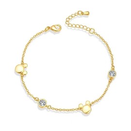 Marsgoo Mouse Bracelet Cubic Zirconia Adjustable Chain Hand Wrist Bracelets Cute Jewelry Gifts for Women (Gold)