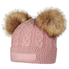 LeMieux Mini Double Pom Childrens Beanie Hat Pink Quartz