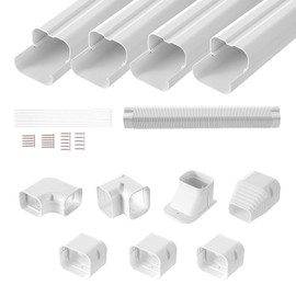VEVOR Mini Split Line Set Cover 3-inch W 15.8Ft L, PVC Decorative Pipe Line Cover for Air Conditioner with 4 Straight Ducts & Full Components Easy to Install, Paintable for Heat Pumps, White