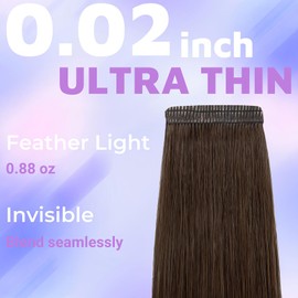 Tape in Hair Extensions Human Hair Utra Thin Invisible Seamless 20pcs 50g (Medium Brown, 22 inch)