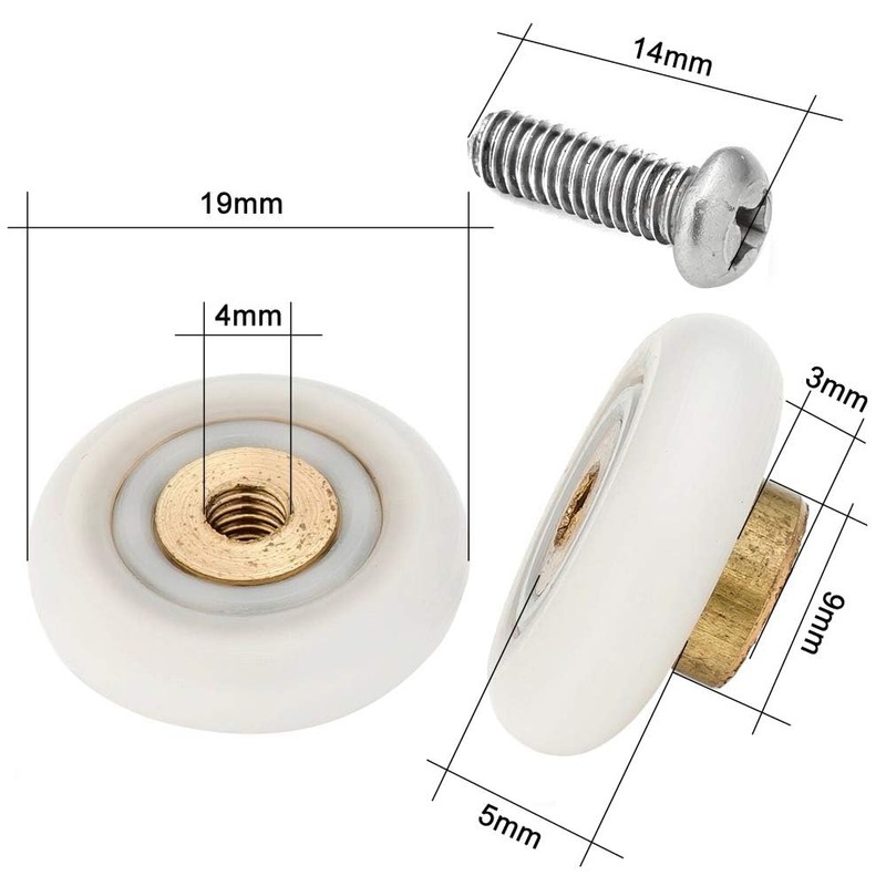 8-Piece Stainless Steel Shower Door Roller Replacement Set with Screws
