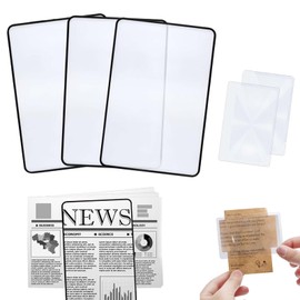 Magnifier Card Magnifier 3X Magnification 5 Piece Set 2 Size Magnifier Portable PVC Material Thin Lightweight Elderly People with Low Vision Newspaper Reading Magnifier