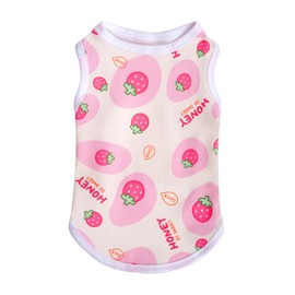Pistha Pink Dog Shirts Cute Summer Dog Clothes Soft Pet T-Shirt Printed Puppy Shirt for Small Medium Dogs Cats Girl(Strawberry1,M)