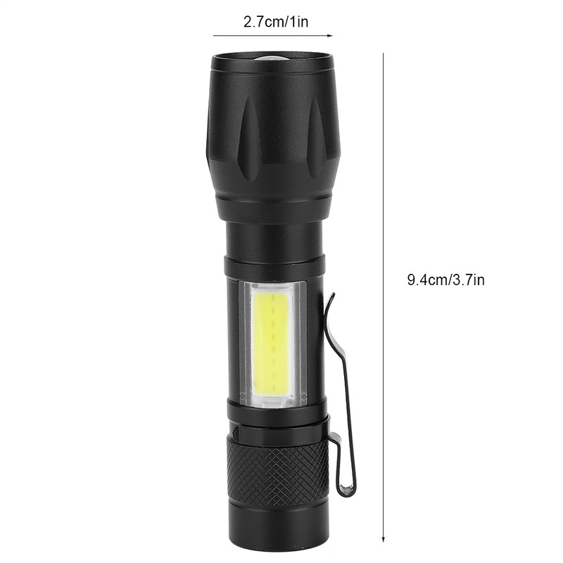 Portable Lightweight USB Rechargeable LED Flashlight COB Lamp Torch Flash