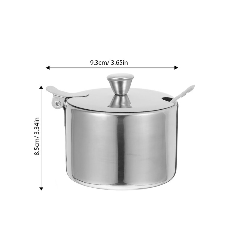 Alipis Compact Condiment Canisters Pots Set Stainless Steel Sugar Bowl