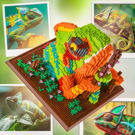 BNG Wall Art Chameleon Building Sets for Adult,Animals Building Blocks for Wall Decor or Table Display,Creative Toys Gifts for Boys 14+,Not Compatible with(2688 PCS)