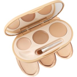 Concealer Foundation Palette, 3 Color Waterproof Long Lasting Blendable Full Coverage Conceal Cream, Cover Blemishes Brighten Correcting Facial Contour Multi Use Makeup Palette for Women-02 Nature