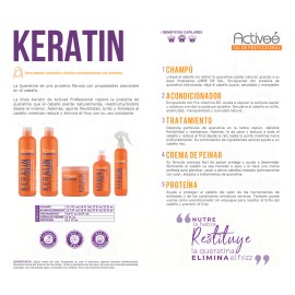 Shampoo Activee Professional Keratin Tecnologia para cuidado Intensivo de Cabello Quimicamente tratado Libre de Sal                                   