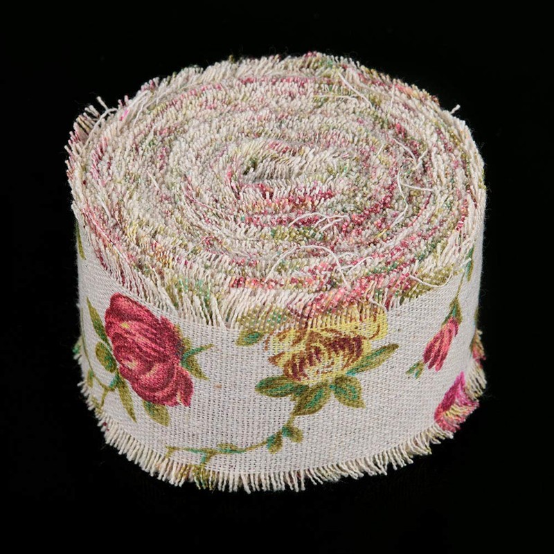Hilitand Hessian Floral Ribbon, DIY Vintage Jute Ribbon, Rose Flower