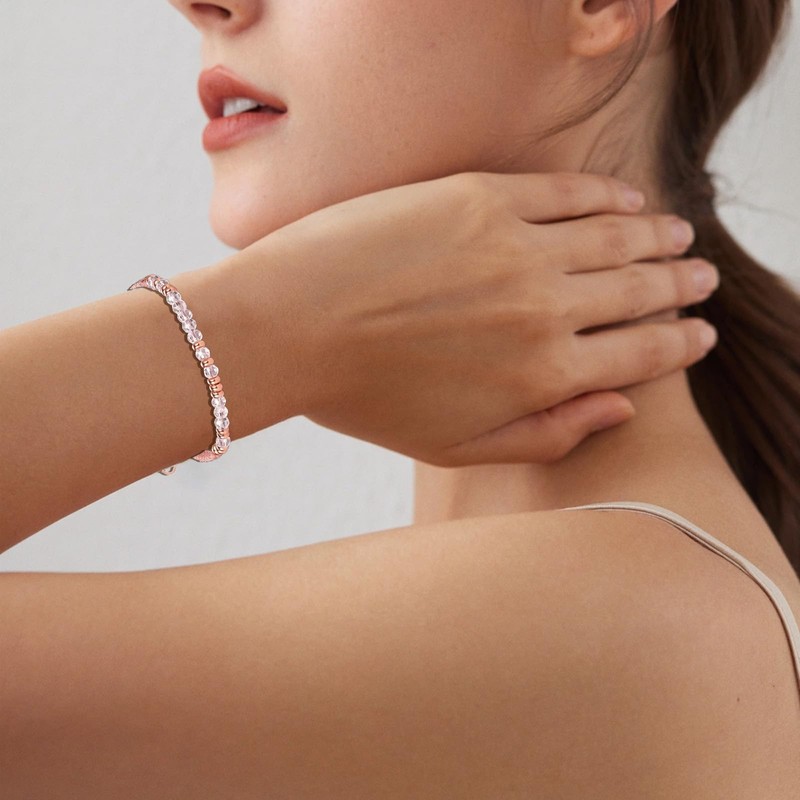 Morse Code Bracelet for Women Love Bracelet Pink Braided String