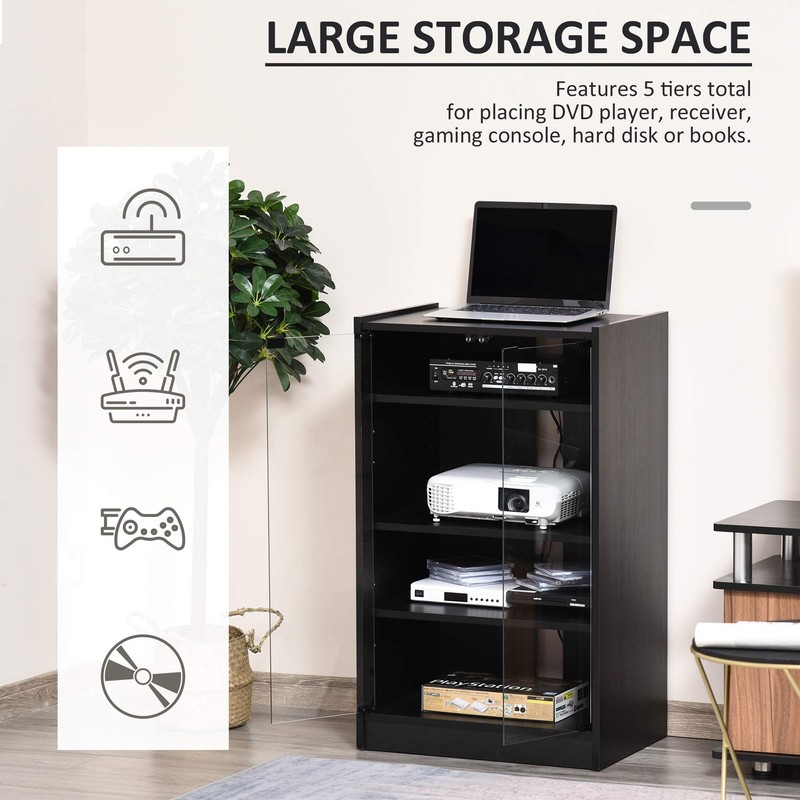 HOMCOM Media Cabinet, 4-Tier Stereo Cabinet, Record Player Stand with